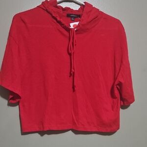 Ambiance Red Crop Top  Front Hoodie